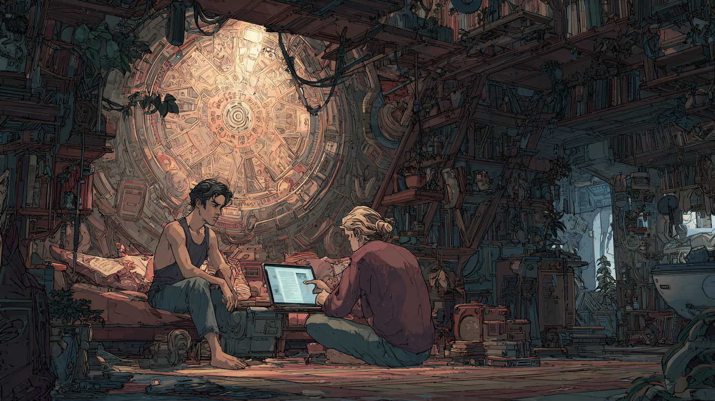 Young woman typing in NYC apartment