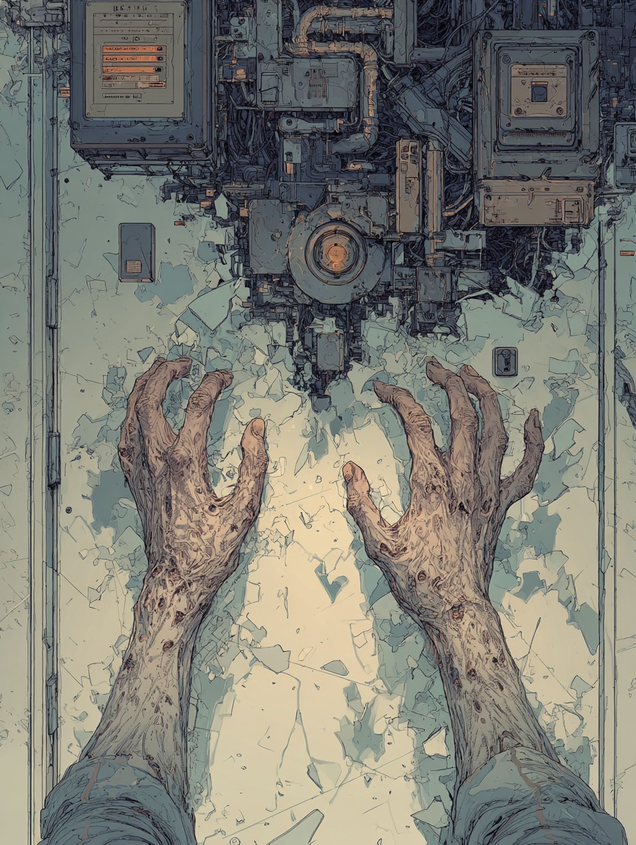 Young man dancing alone in apartment with impossible fluid serpentine movements