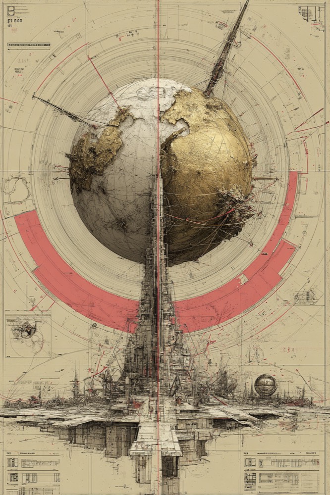 Abstract visualization of Earth as brain with East and West as hemisph