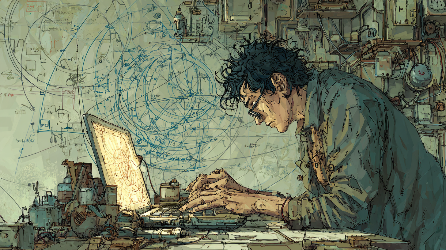 Young filmmaker typing Craigslist ad